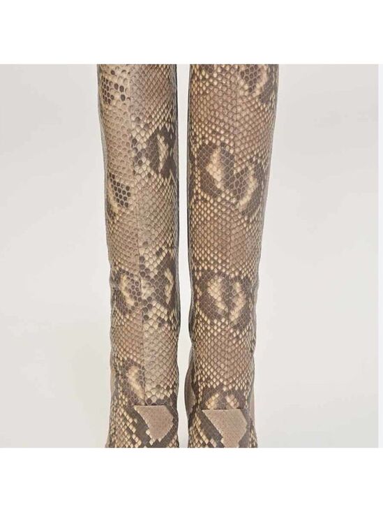 Gucci Snake-Print Over-the-Knee Boot horsebit hardware Brown Taupe size 37.5/ 7 - Picture 2 of 14